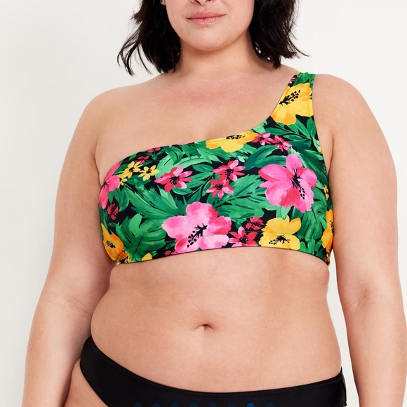 NWT OLD NAVY Printed One-Shoulder Bikini Swim Top Color: Tropical Floral - Picture 7 of 10